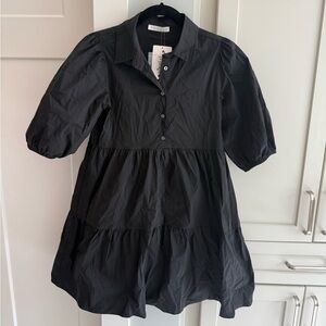 Karlie Black Puff Sleeve button down Dress